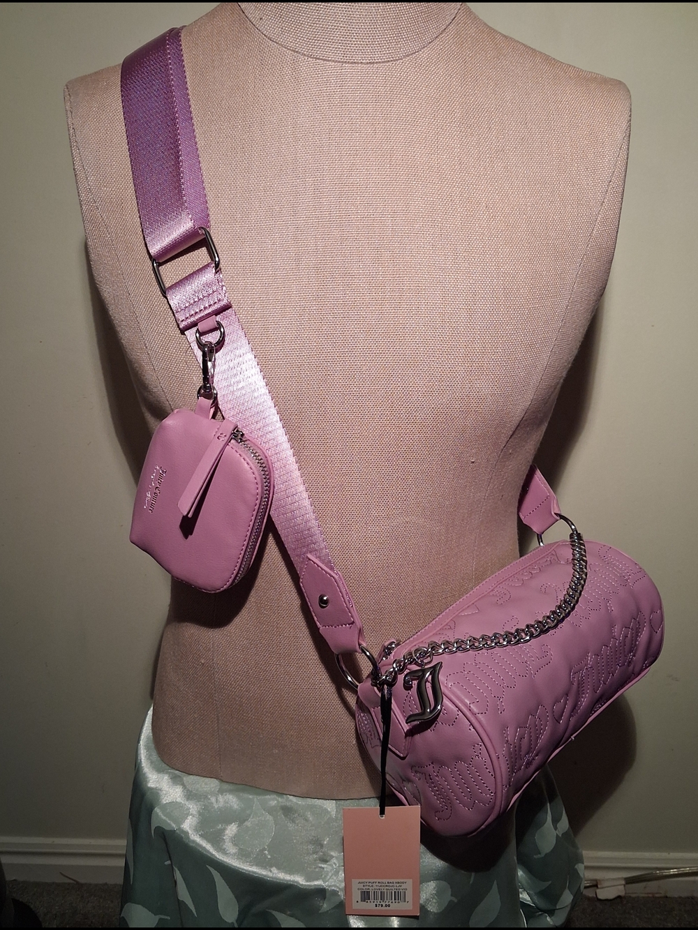 Juicy Couture Pink Quilted Crossbody with Mini Pouch